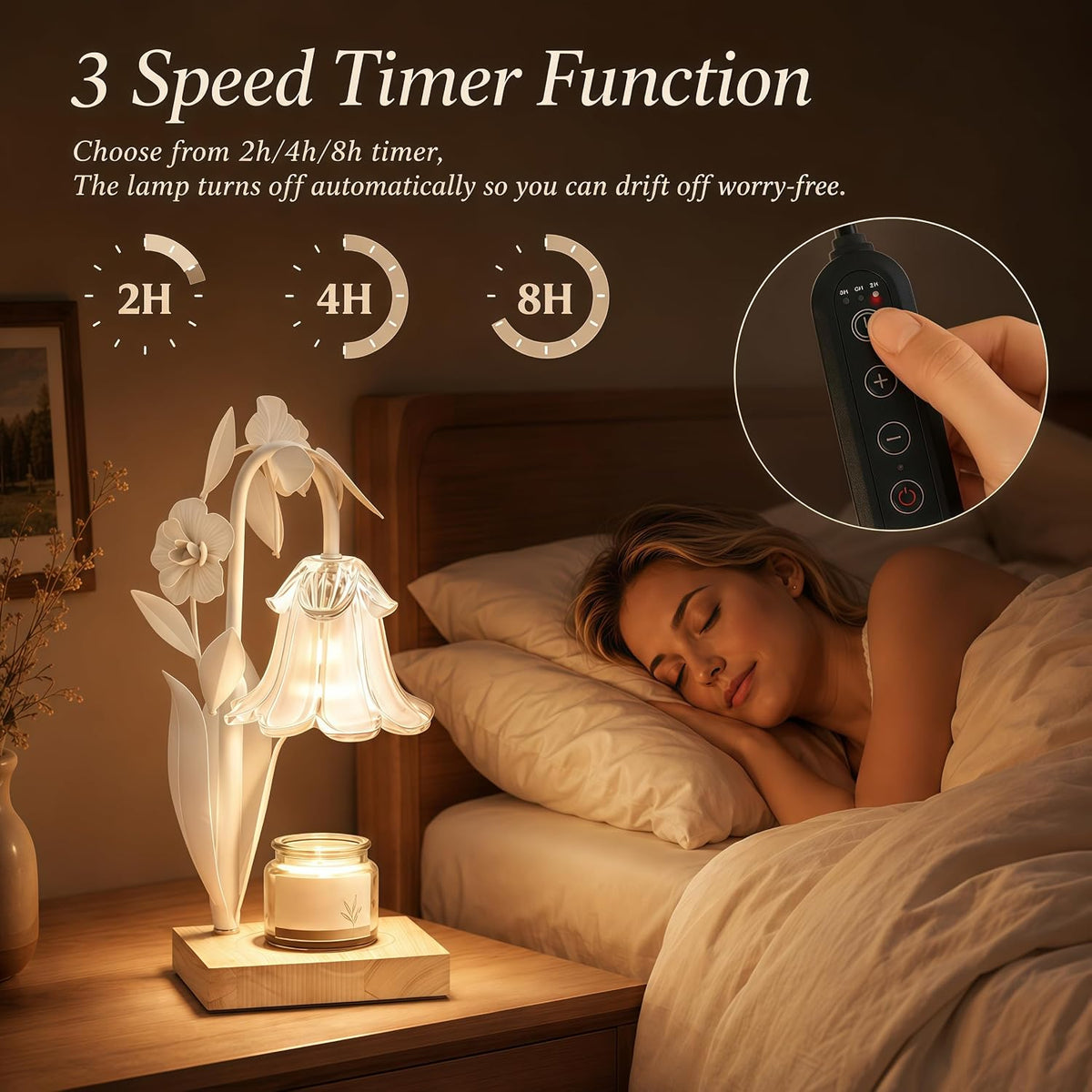Candle Warmer Lamp with Timer Dimmer, Adjustable Height Flower Candle Lamp